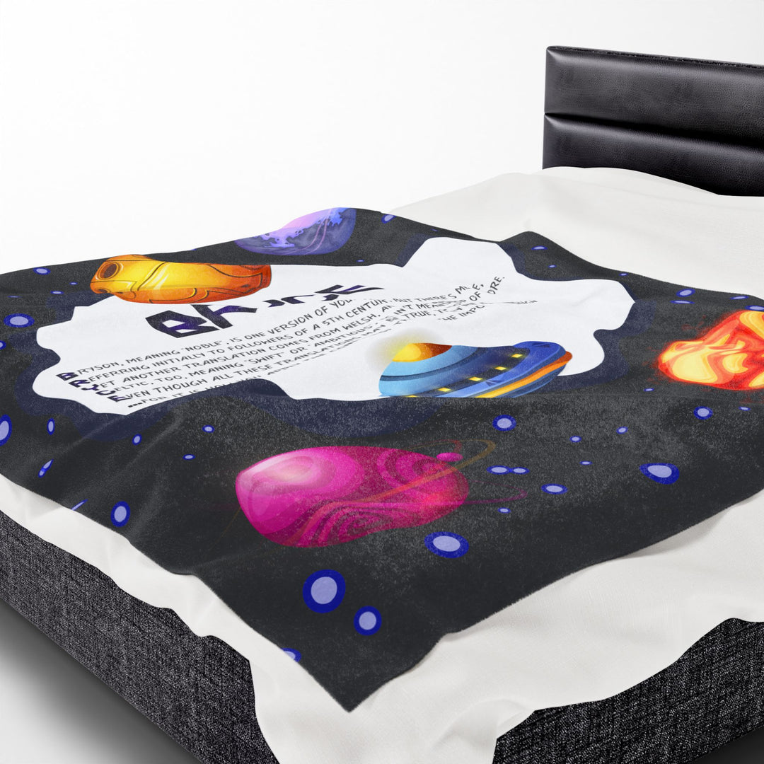 Namesakes Acrostic Poem Velveteen Plush Blanket - Space Design