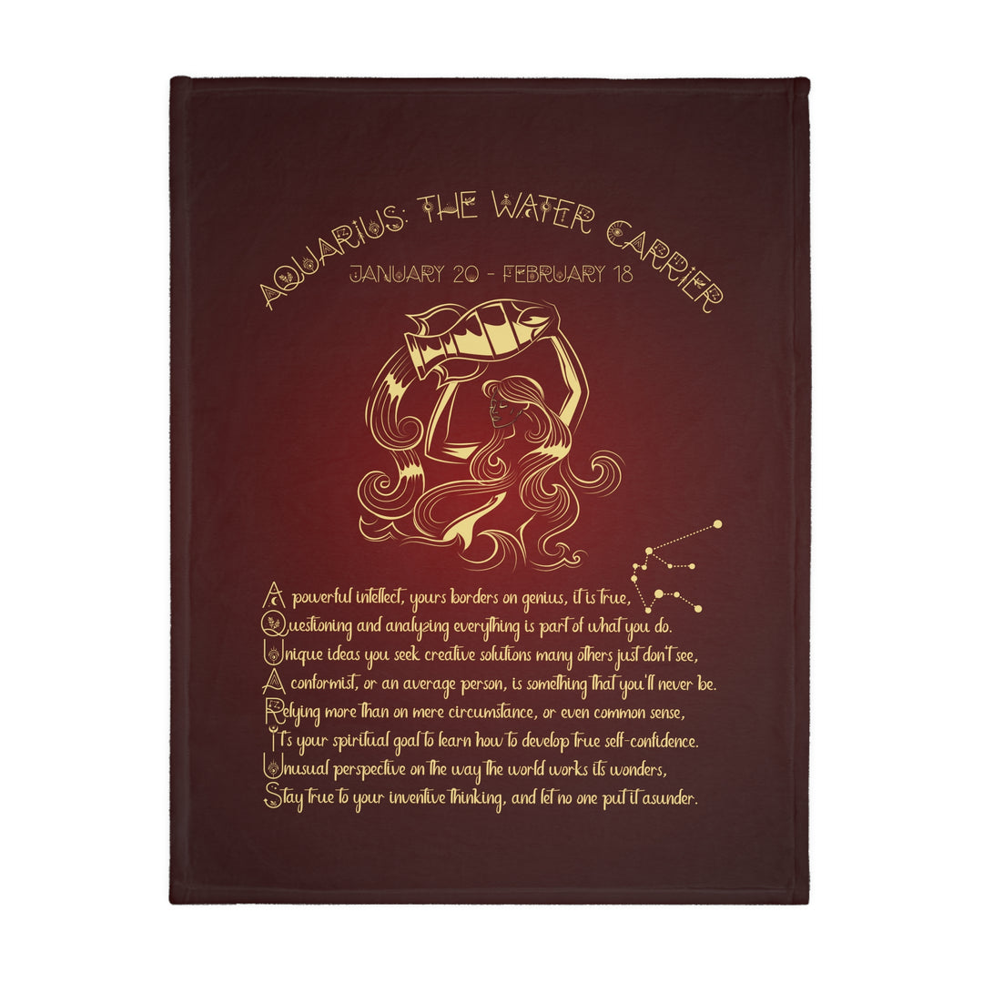 Aquarius Acrostic Poem Velveteen Microfiber Blanket (Two-sided print)