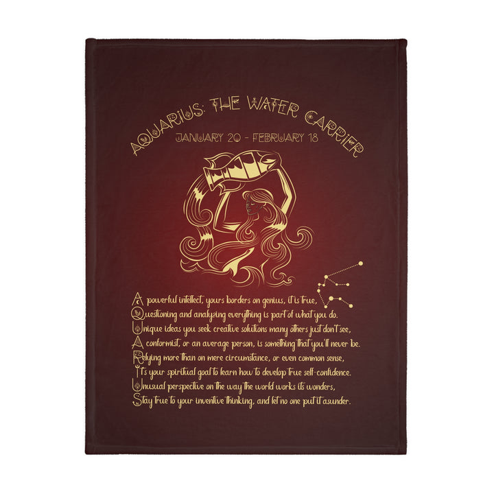 Aquarius Acrostic Poem Velveteen Microfiber Blanket (Two-sided print)