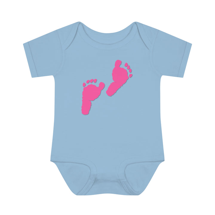 Baby Steps "Baby Feet" Acrostic Poem Bodysuit - Pink Footprints