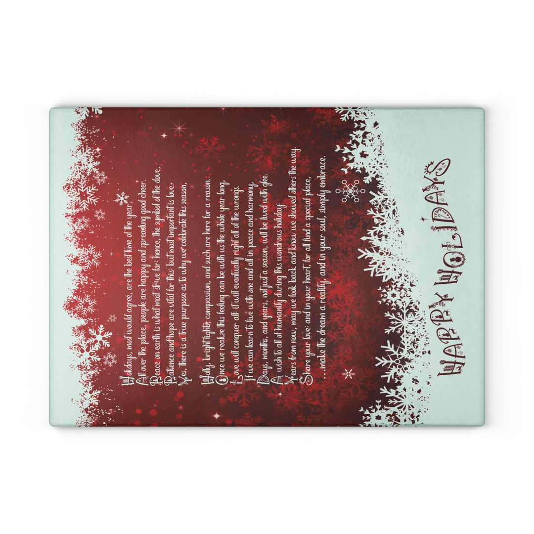It's Just a Phrase Glass Cutting Board - "Happy Holidays"
