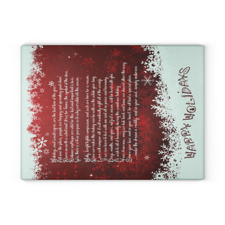It's Just a Phrase Glass Cutting Board - "Happy Holidays"