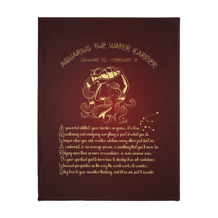 Aquarius Acrostic Poem Velveteen Microfiber Blanket (Two-sided print)
