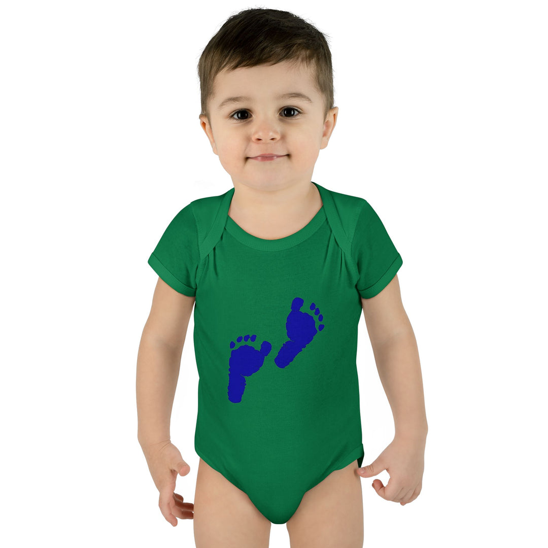Baby Feet Acrostic Poem Baby Bodysuit - Blue Footprints