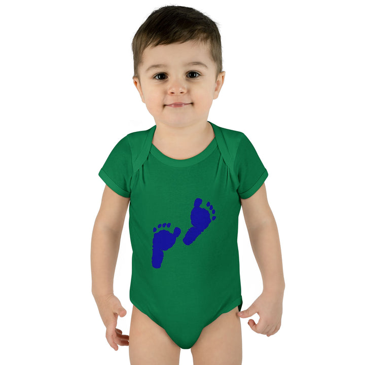 Baby Feet Acrostic Poem Baby Bodysuit - Blue Footprints
