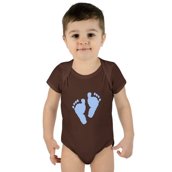 Baby Feet Acrostic Poem Baby Bodysuit - Blue Footprints