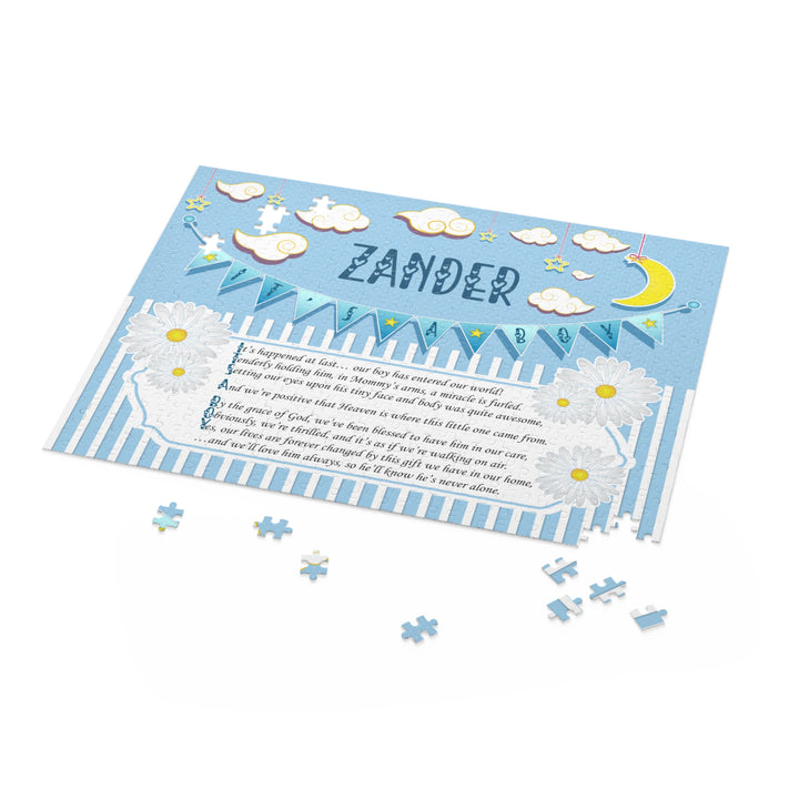 It's a Boy Acrostic Poem Puzzle - Blue-White Stripes Personalized