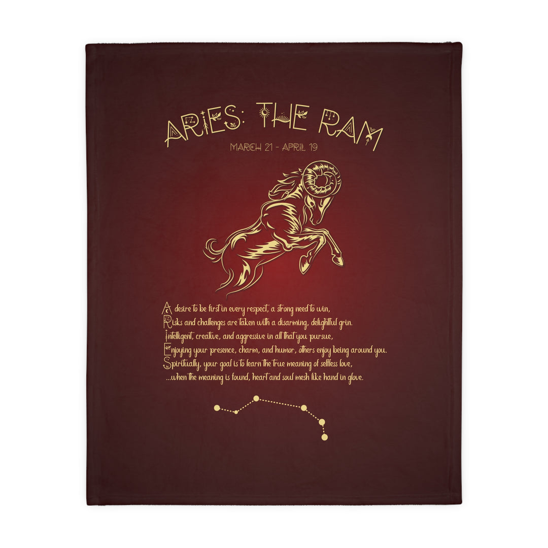 Aries Acrostic Poem Velveteen Microfiber Blanket (Two-sided print)