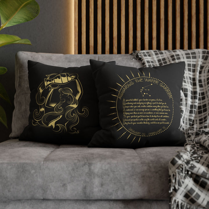 Aquarius Acrostic Poem Pillow Cover