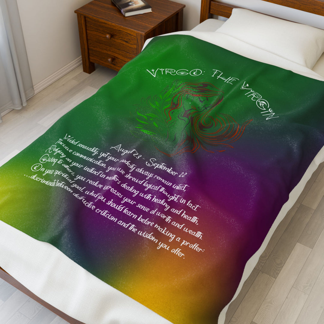 Virgo Acrostic Poem Velveteen Plush Blanket - Colored
