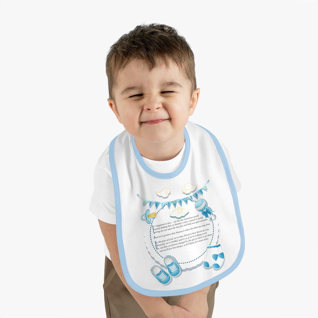 Baby Steps Acrostic Poem - Contrast Trim Jersey Bib - "It's a Boy" - Baby Items