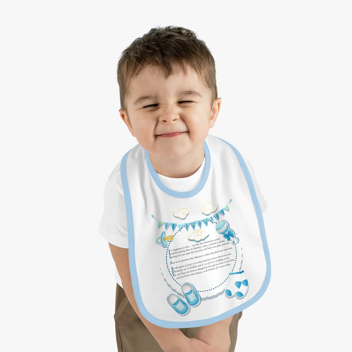 Baby Steps Acrostic Poem - Contrast Trim Jersey Bib - "It's a Boy" - Baby Items