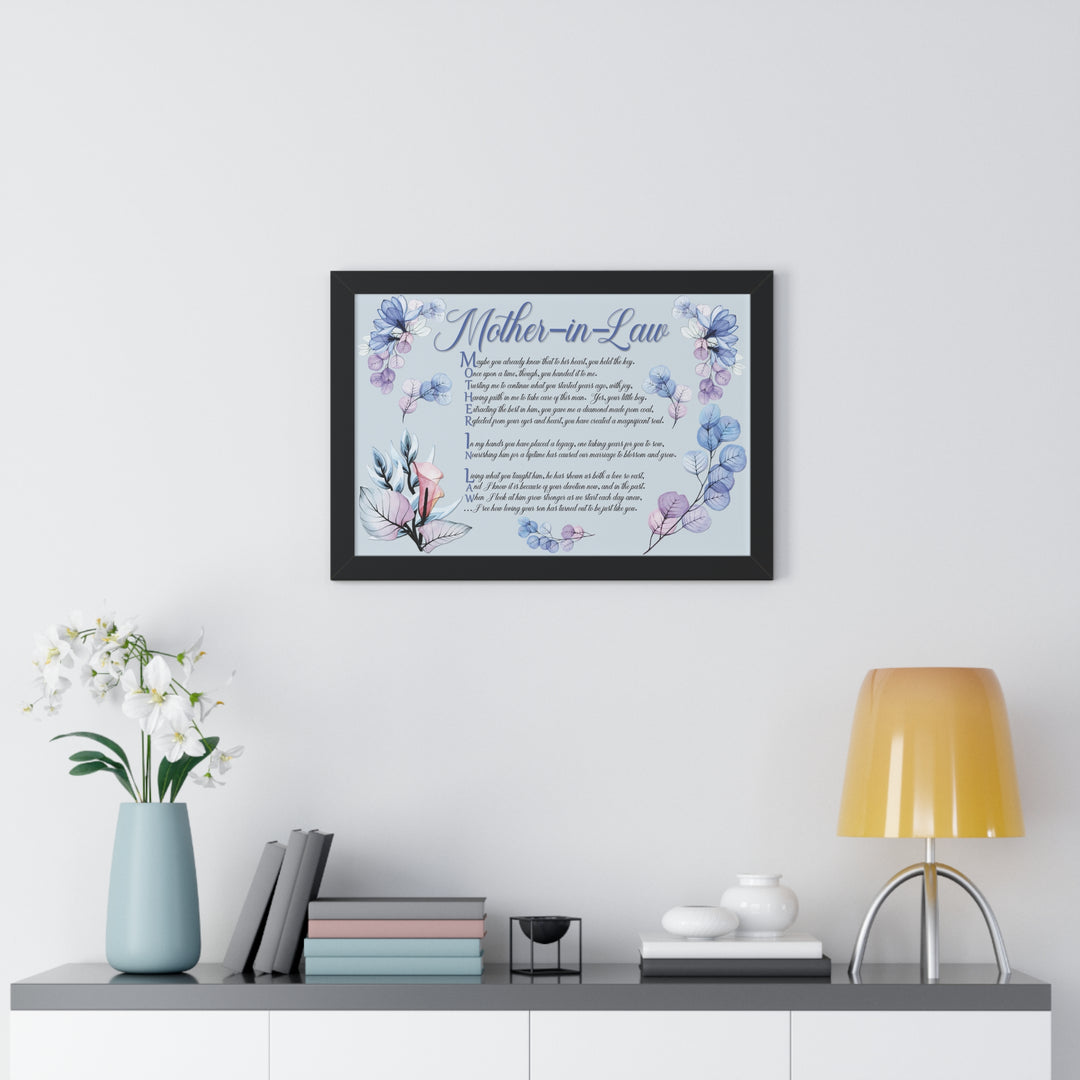 "My Mother, My Friend" Framed Acrostic Poem Print - Translucent Flower
