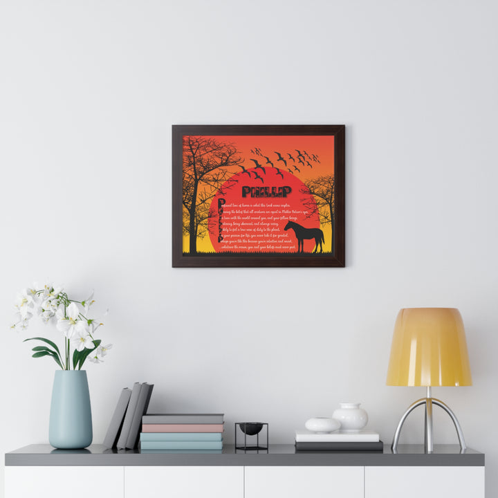 Namesakes Framed Acrostic Poem Print - Horse
