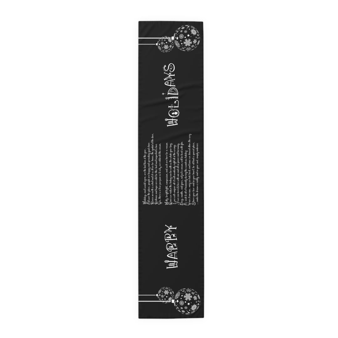 Happy Holidays Acrostic Poem Table Runner - Black-Ornaments