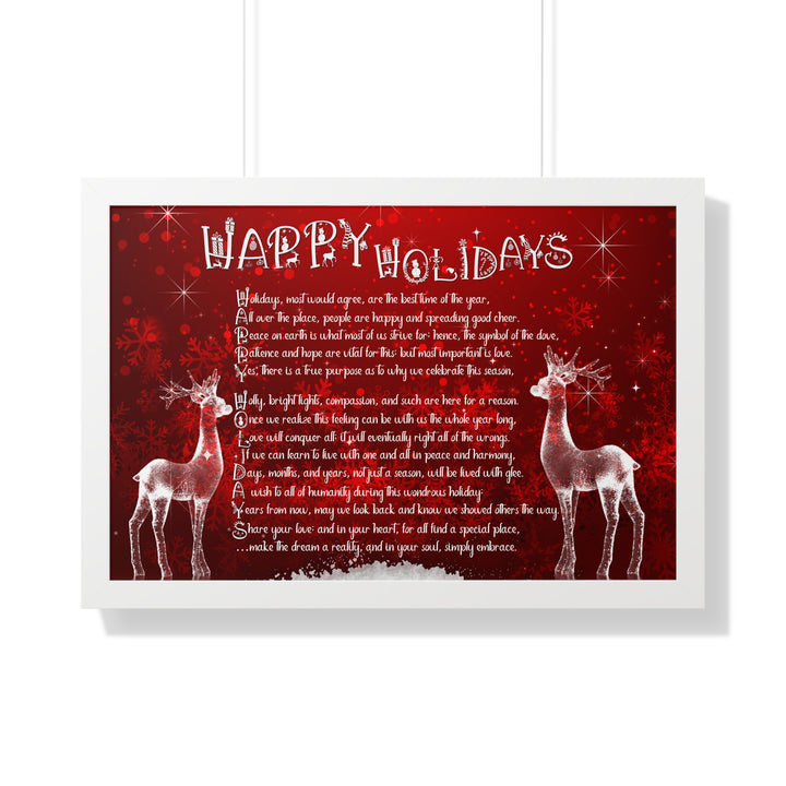 It's Just a Phrase "Happy Holidays" Framed Horizontal Acrostic Poem Poster