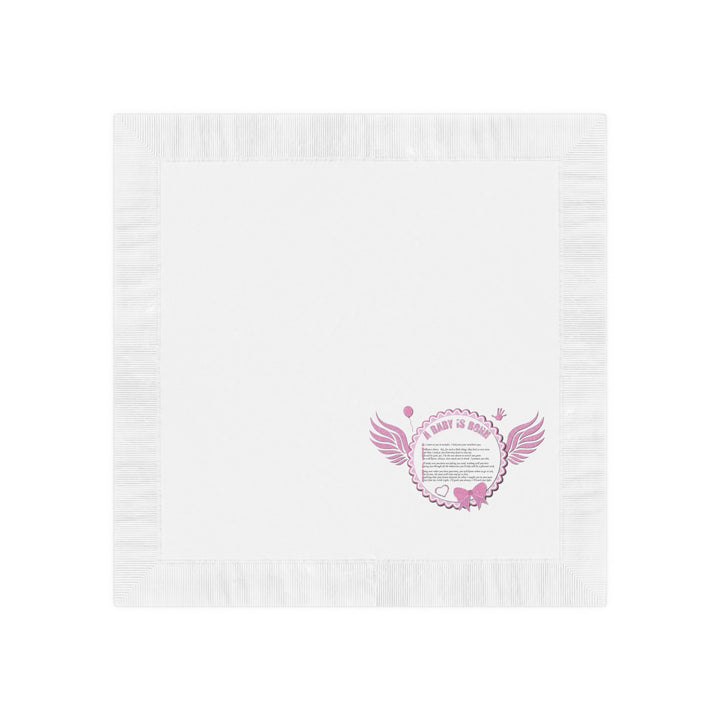 A Baby is Born Baby Shower Coined Napkins - Pink Wings - No Personalization