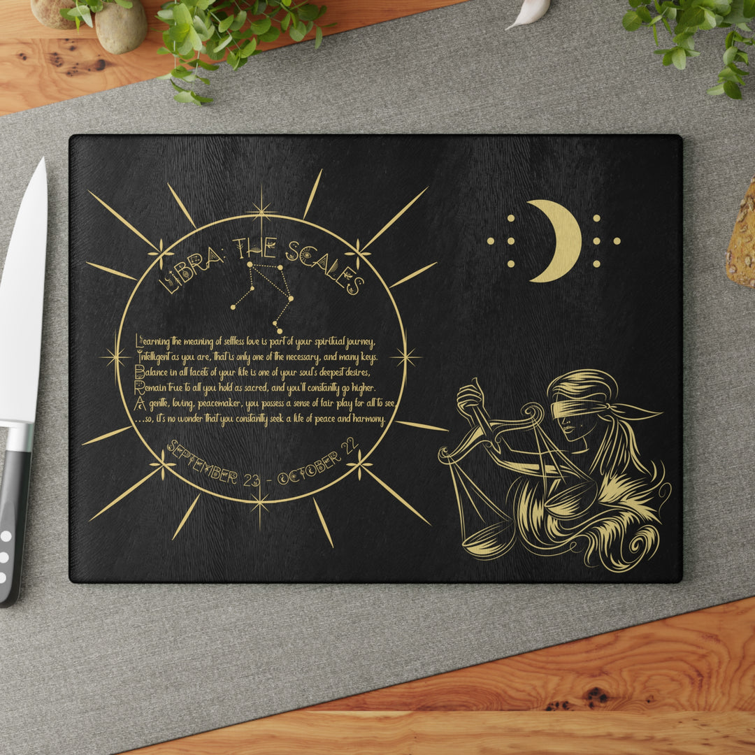 Libra Acrostic Poem Glass Cutting Board
