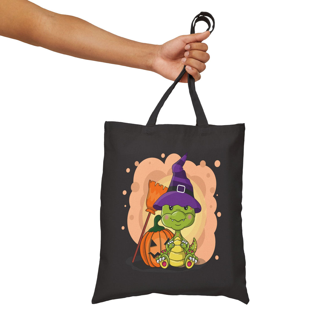 "Happy Halloween" Acrostic Poem Canvas Candy Tote Bag - Baby Dragon - No Personalization