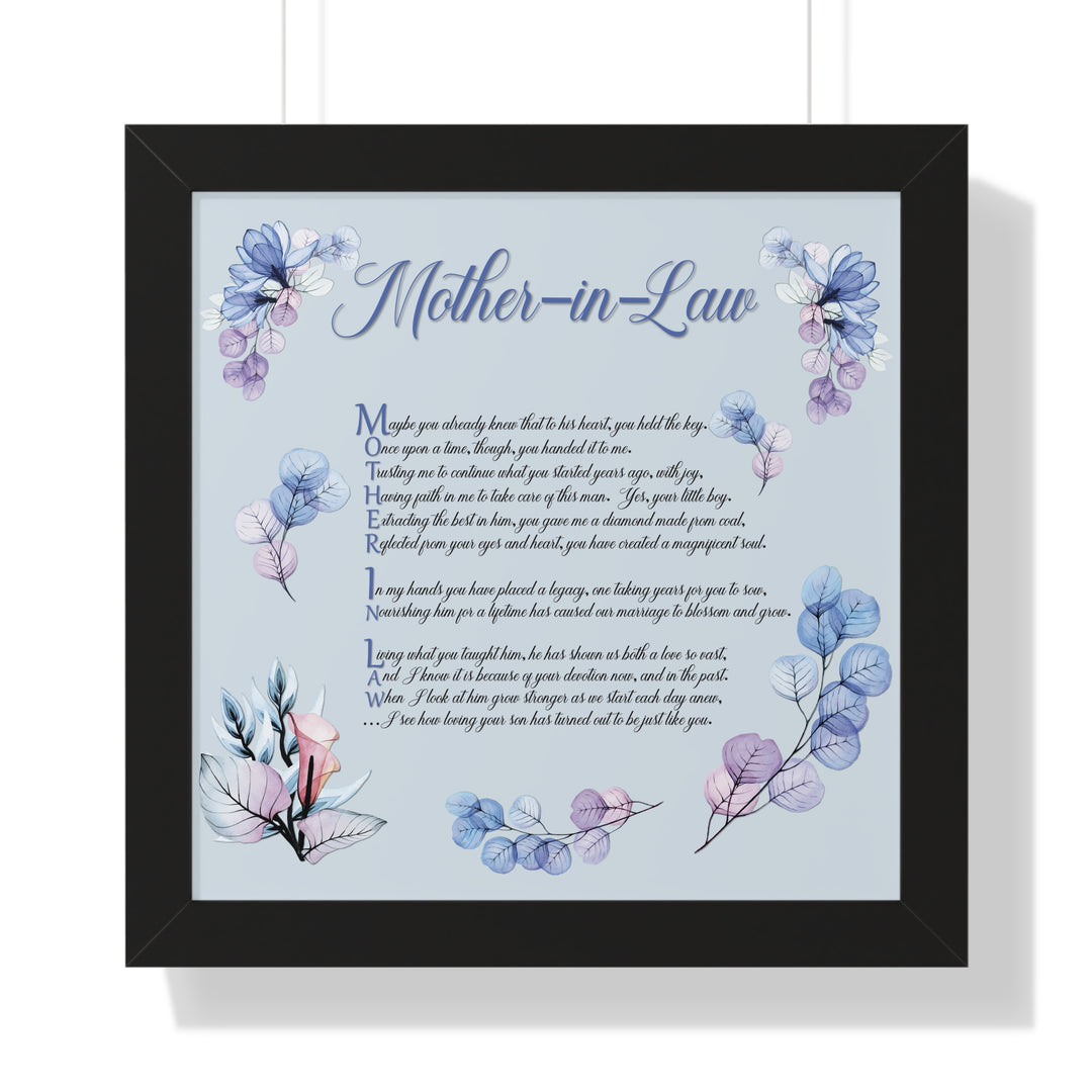 Framed Print - Acrostic Poem "Mother-in-Law" Floral Design