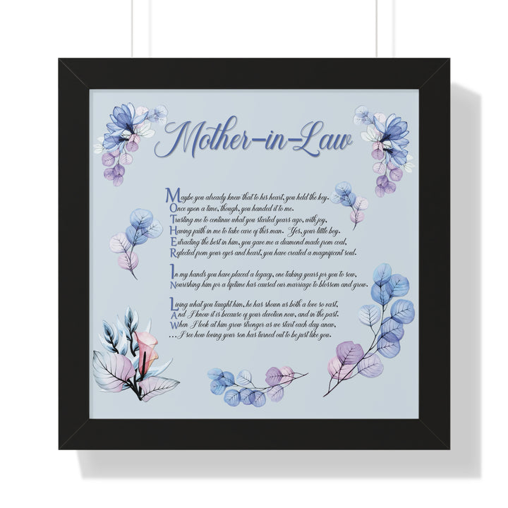 Framed Print - Acrostic Poem "Mother-in-Law" Floral Design