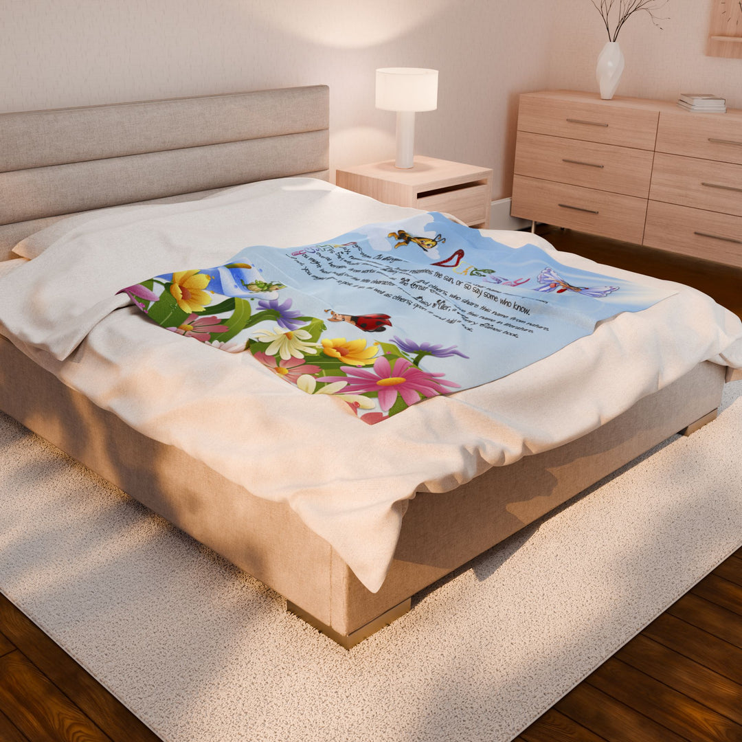 Namesakes Acrostic Poem Velveteen Plush Blanket - Flowers-Insects