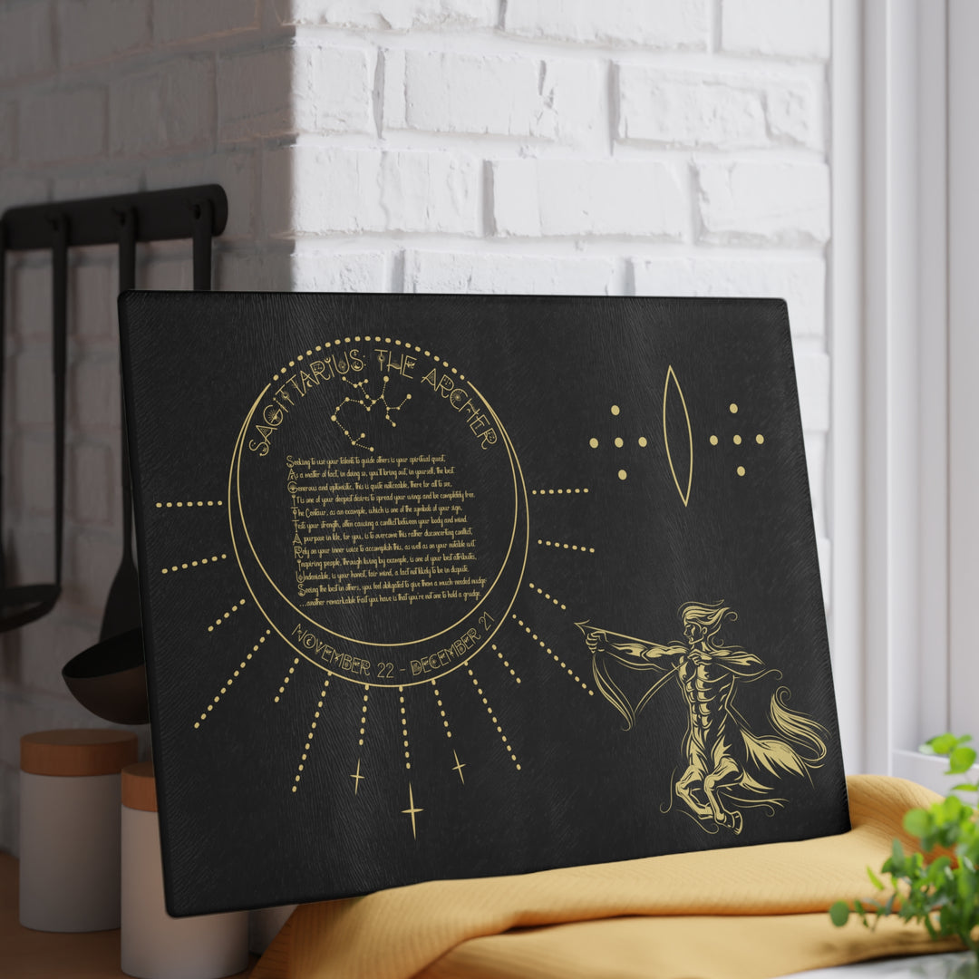 Sagittarius Acrostic Poem Glass Cutting Board