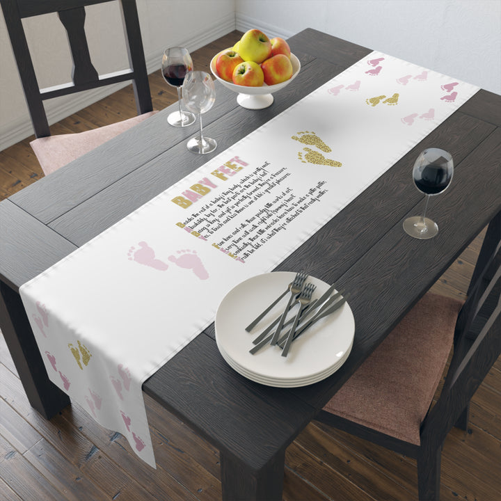 “Baby Feet” Table Runner - Pink-Gold - No Personalization