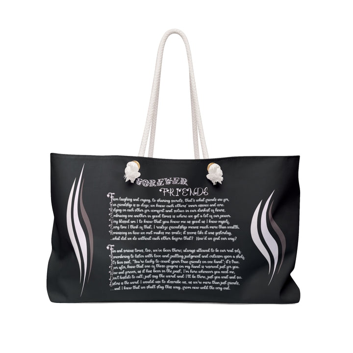 Black and Pink Weekender Tote Bag with Acrostic Poem Spelling Out "Forever Friends"