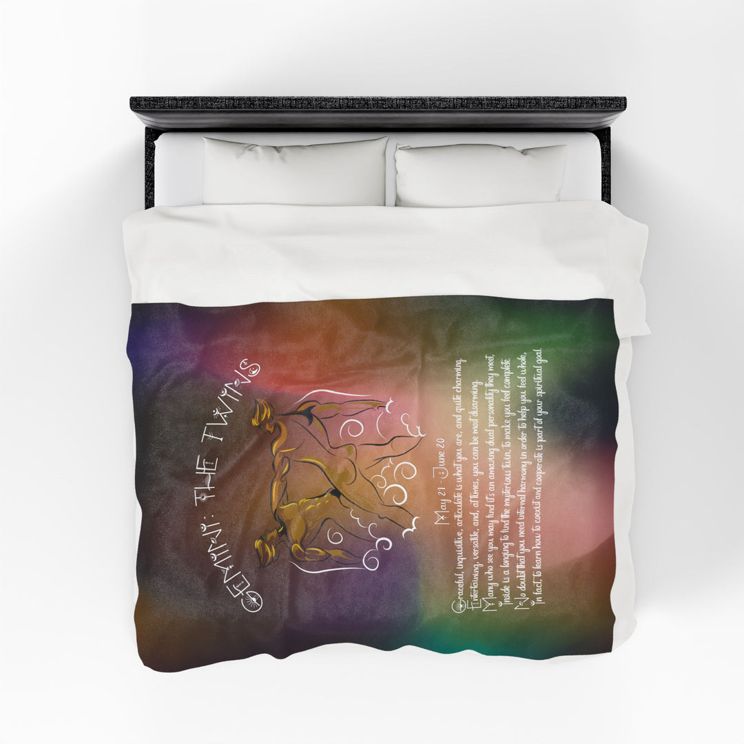 Gemini Acrostic Poem Velveteen Plush Blanket - Colored