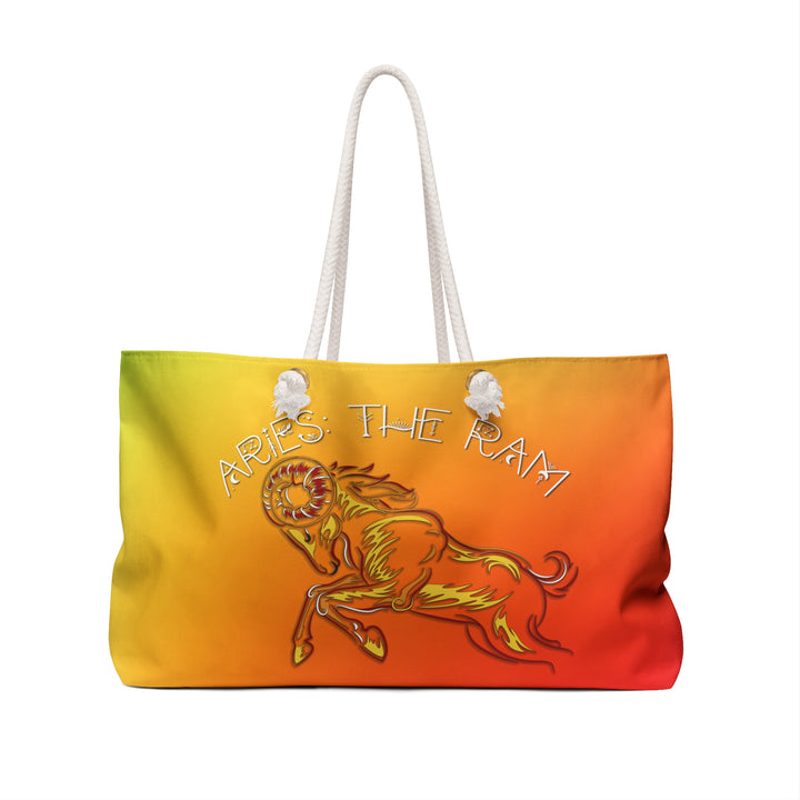 Weekender Bag with Acrostic Poem Spelling out "Aries"