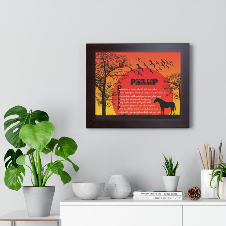 Namesakes Framed Acrostic Poem Print - Horse