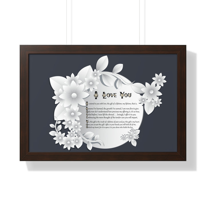 It's Just a Phrase "I Love You" Framed Acrostic Poem Print- Floral