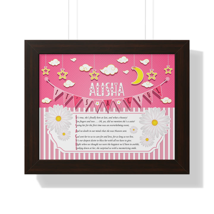 Baby Steps Framed Print Collection - Pink Stripes - "It's a Girl" Personalized