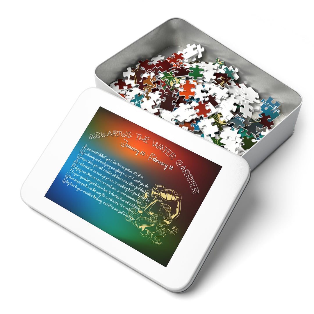Aquarius Acrostic Poem Jigsaw Puzzle - Tin Box