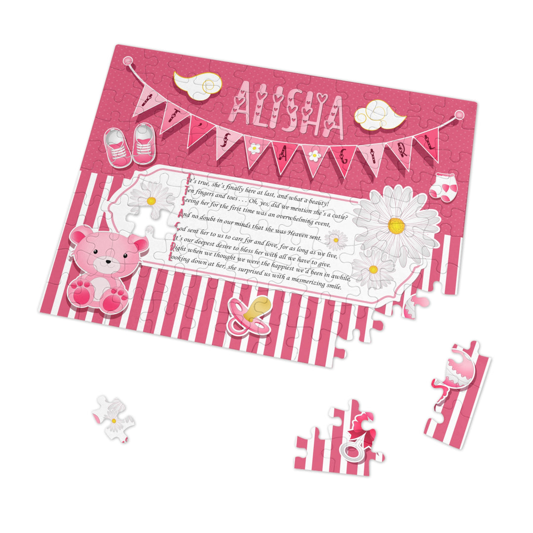 It's a Girl Acrostic Poem Puzzle - Banner and Stripes - Personalized