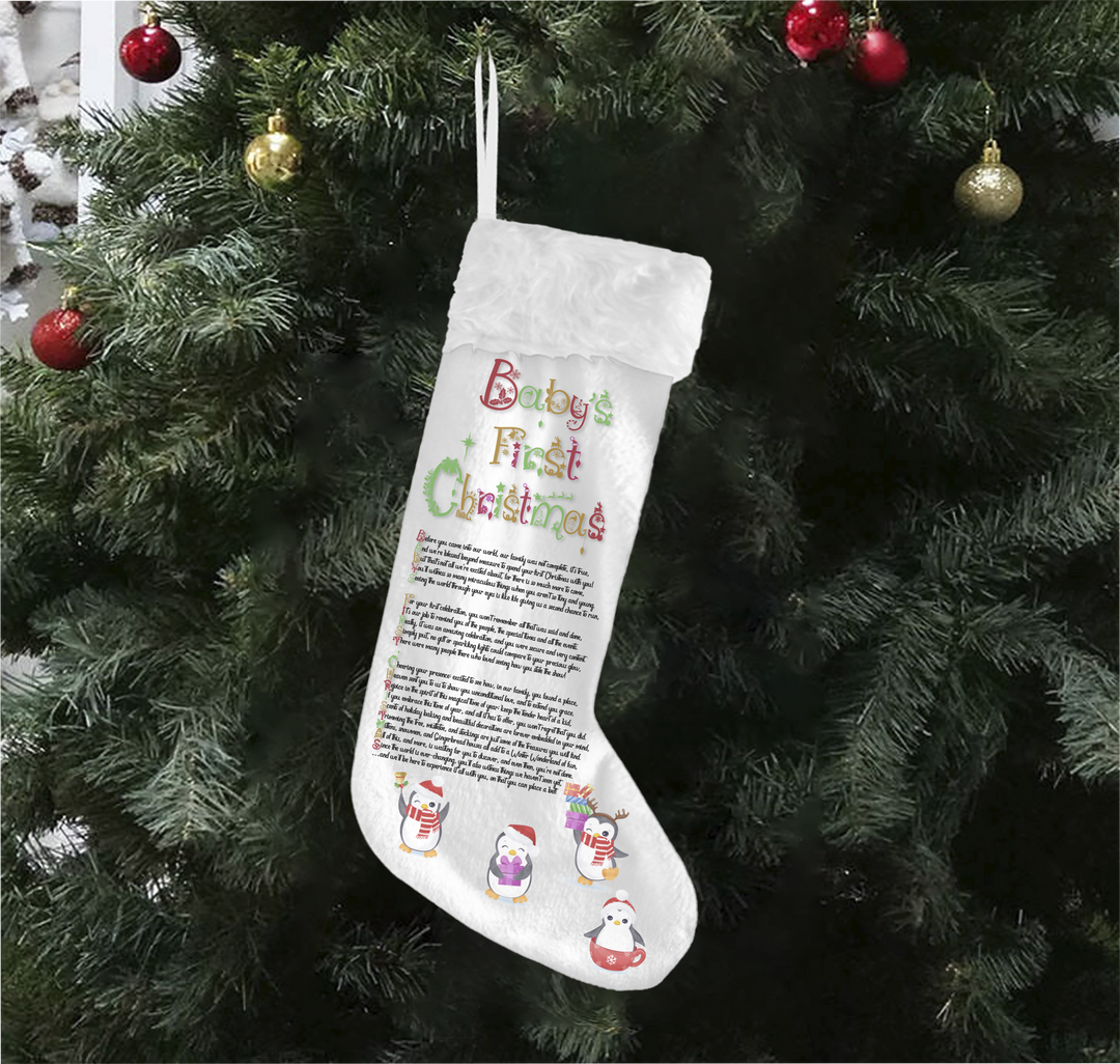 "Baby's First Christmas" Acrostic Poem Christmas Stockings (Flannel) - No Personalization - Design One