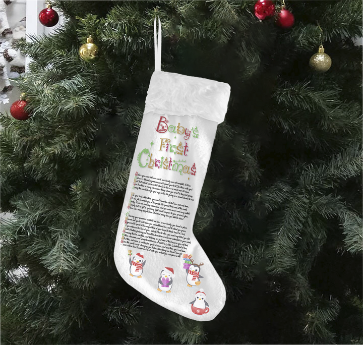 "Baby's First Christmas" Acrostic Poem Christmas Stockings (Flannel) - No Personalization - Design One