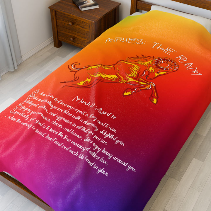 Aries Acrostic Poem Velveteen Plush Blanket - Colored