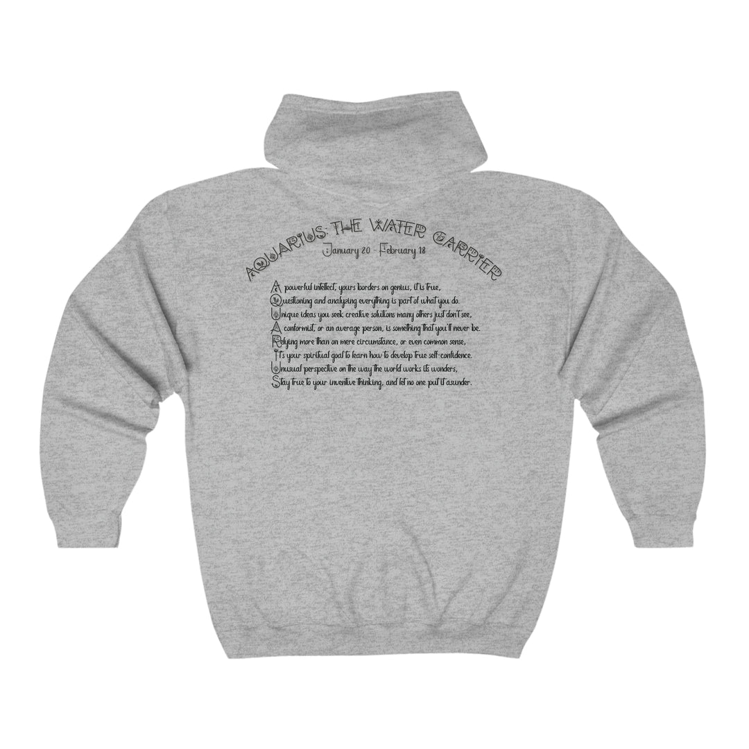 Written in the Stars Unisex Full Zip Hooded Sweatshirt - Aquarius