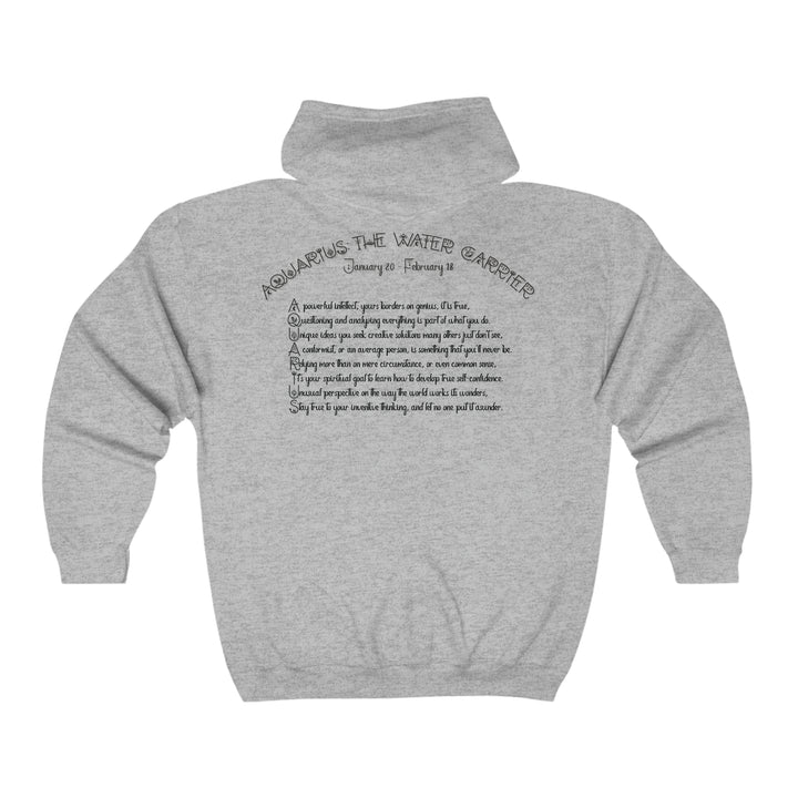 Written in the Stars Unisex Full Zip Hooded Sweatshirt - Aquarius