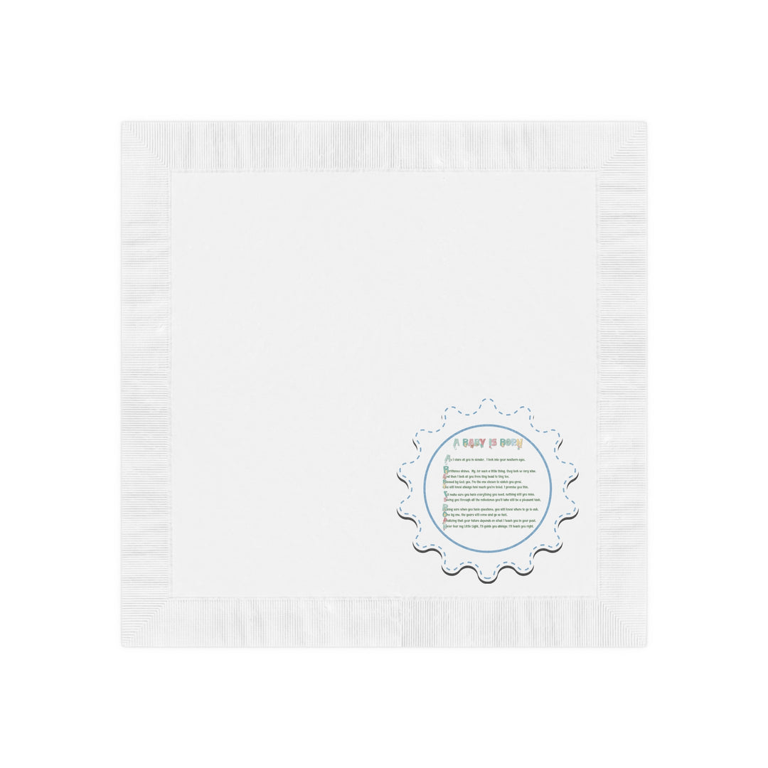 A Baby is Born Baby Shower Coined Napkins - No Personalization