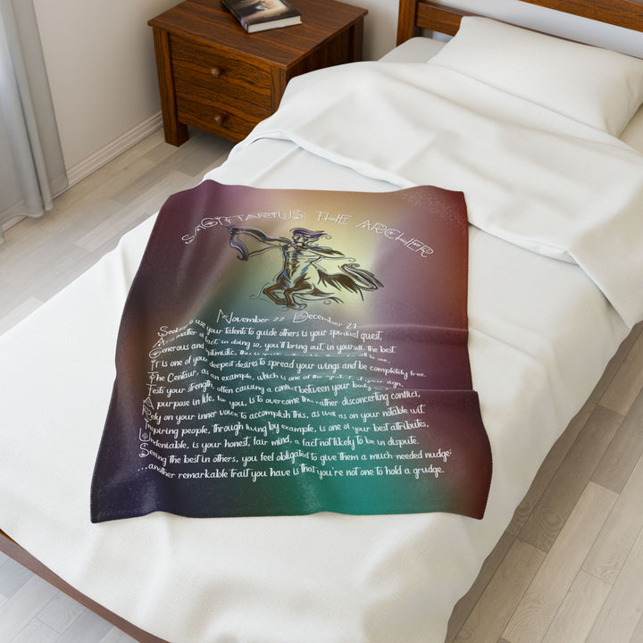 Sagittarius Acrostic Poem Velveteen Plush Blanket - Colored