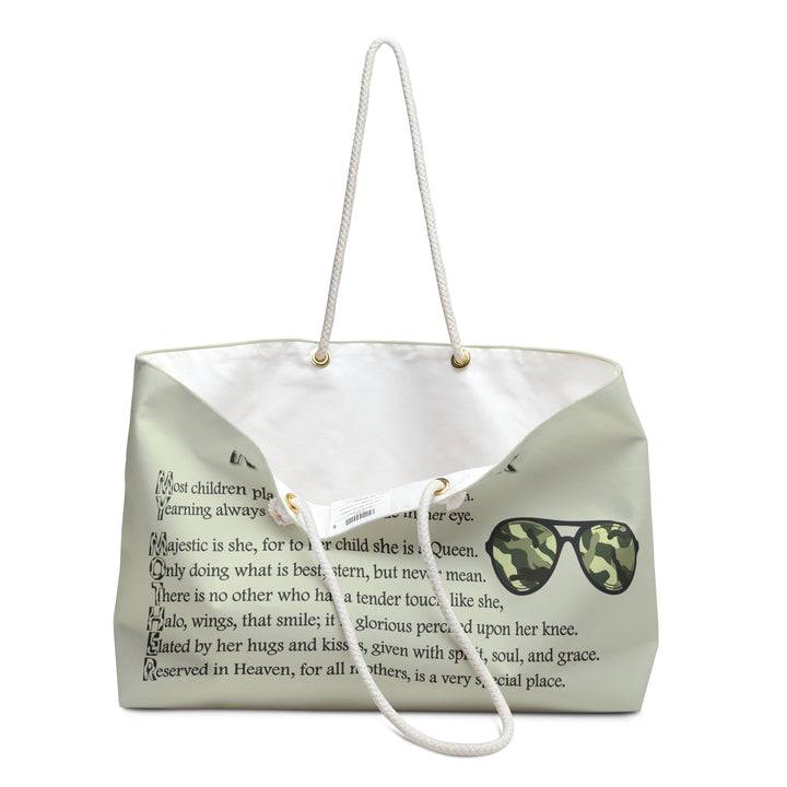 My Mother Acrostic Poem Weekender Tote Bag - Camo Text - Personalized