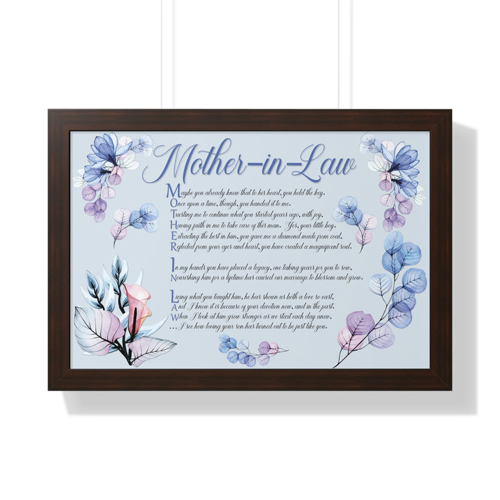It's Just a Phrase "Mother-in-Law" Framed Horizontal Acrostic Poem Print- Floral