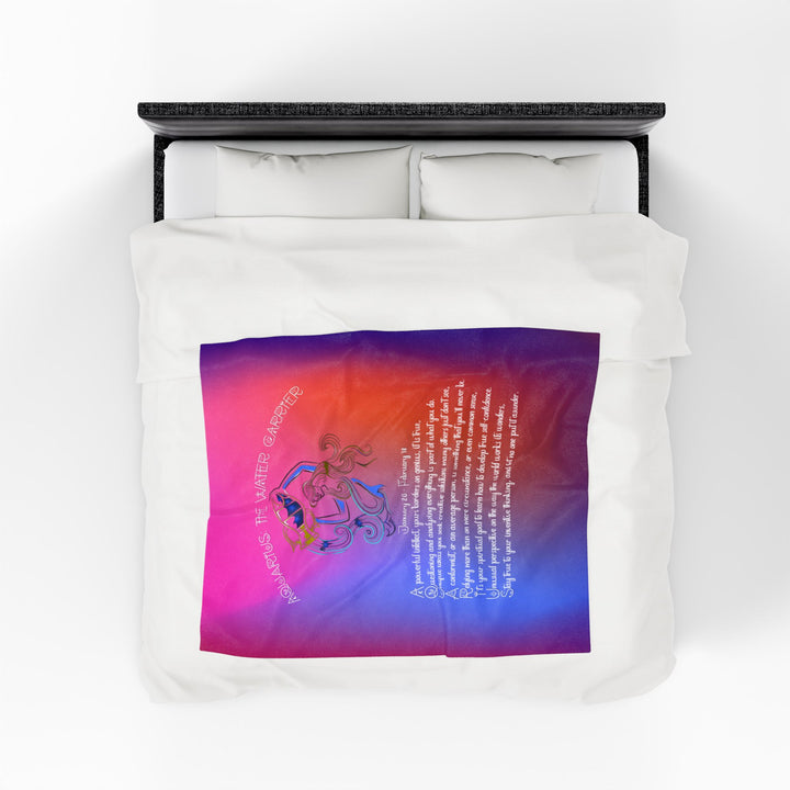 Aquarius Acrostic Poem Velveteen Plush Blanket - Colored