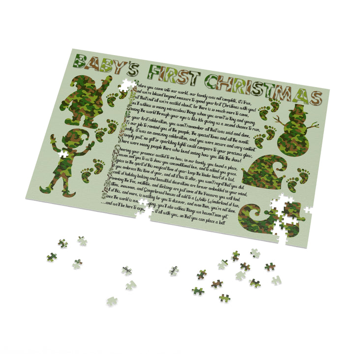 Baby's First Christmas Acrostic Poem Puzzle - Camo - Tin Box