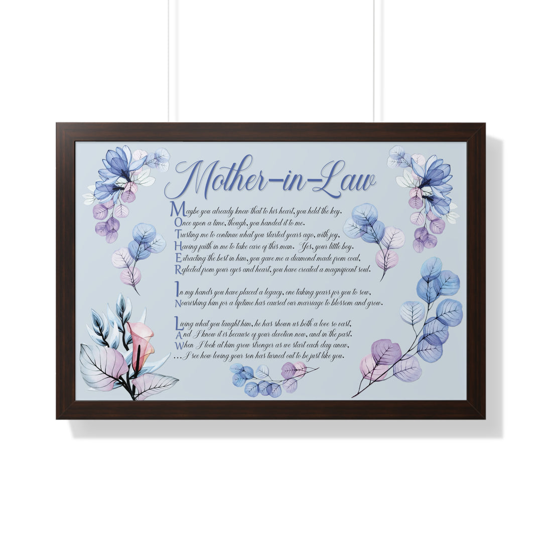 It's Just a Phrase "Mother-in-Law" Framed Horizontal Acrostic Poem Print- Floral