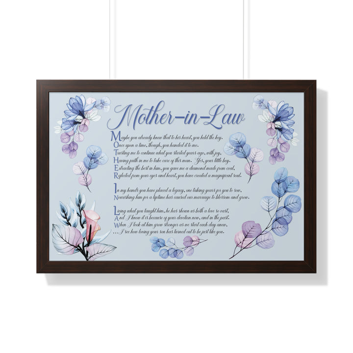It's Just a Phrase "Mother-in-Law" Framed Horizontal Acrostic Poem Print- Floral