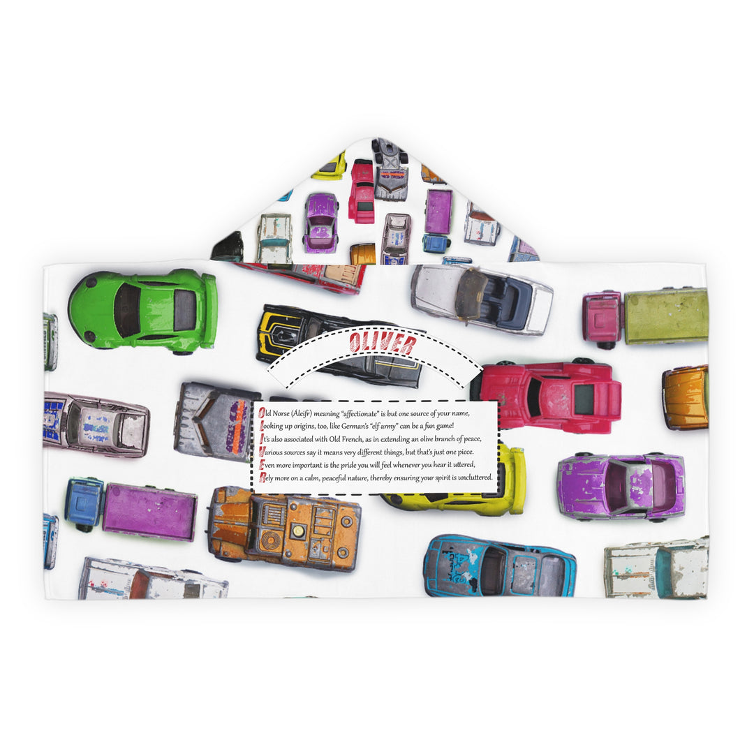 "Namesakes" Youth Hooded Towel - Toy Cars